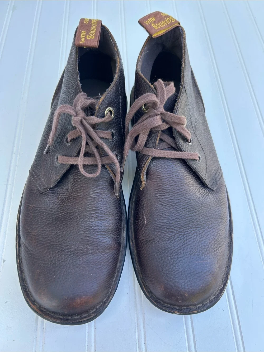 Dr. Martens Boots Sussex Brown Leather Chukka Yellow Stitching Grunge 90 Size 11